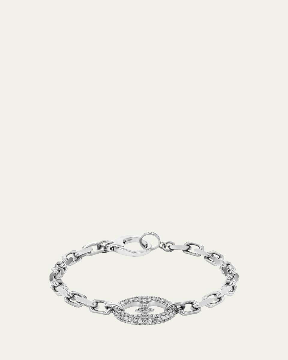 Puffy Heart Mariner Connector Bracelet with Diamonds
